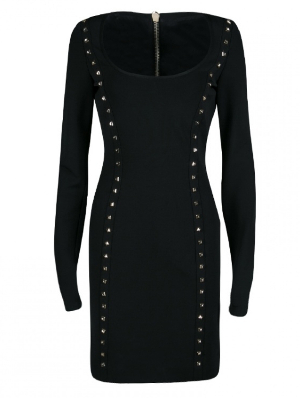 NWT Philipp Plein Majesty Long Sleeve Evening Mini Dress Black Gold Studded Sz S